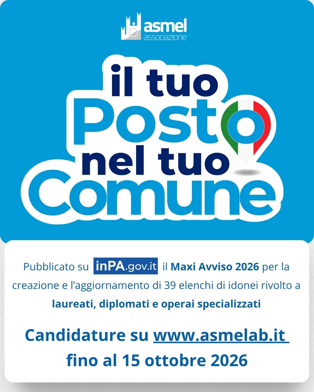 PROROGATA LA SCADENZA DEL MAXI AVVISO ASMEL 2026